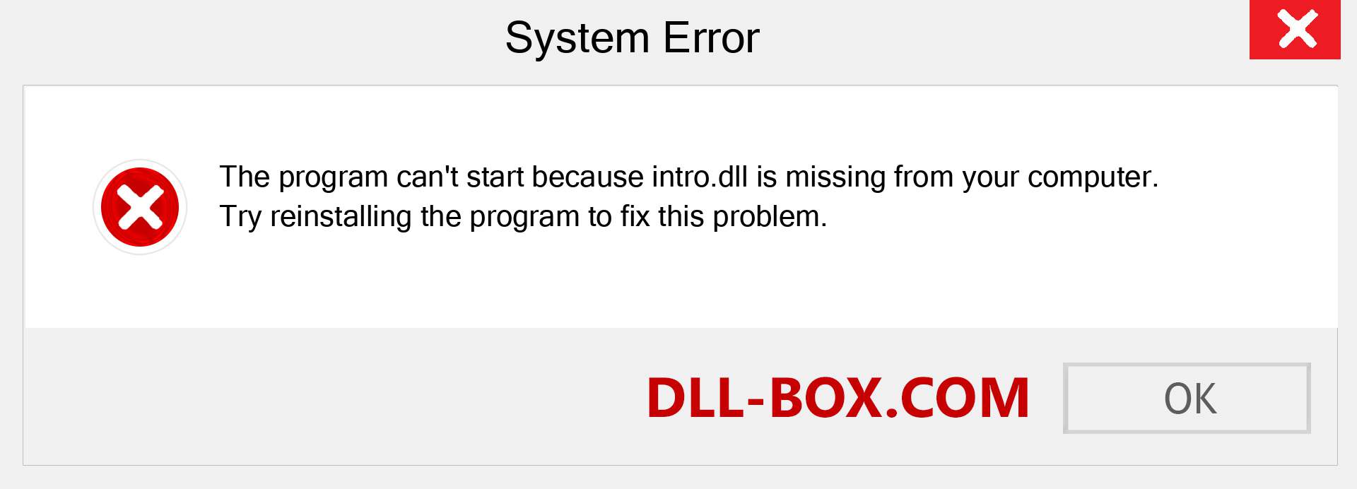  intro.dll file is missing?. Download for Windows 7, 8, 10 - Fix  intro dll Missing Error on Windows, photos, images