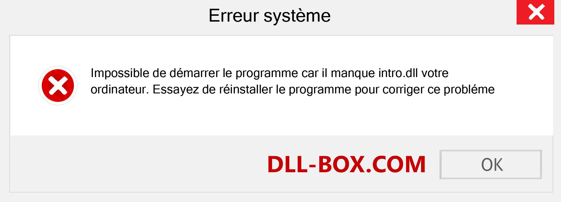 Le fichier intro.dll est manquant ?. Télécharger pour Windows 7, 8, 10 - Correction de l'erreur manquante intro dll sur Windows, photos, images